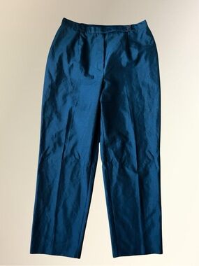 Dark Teal Straight-Leg Cropped Trousers